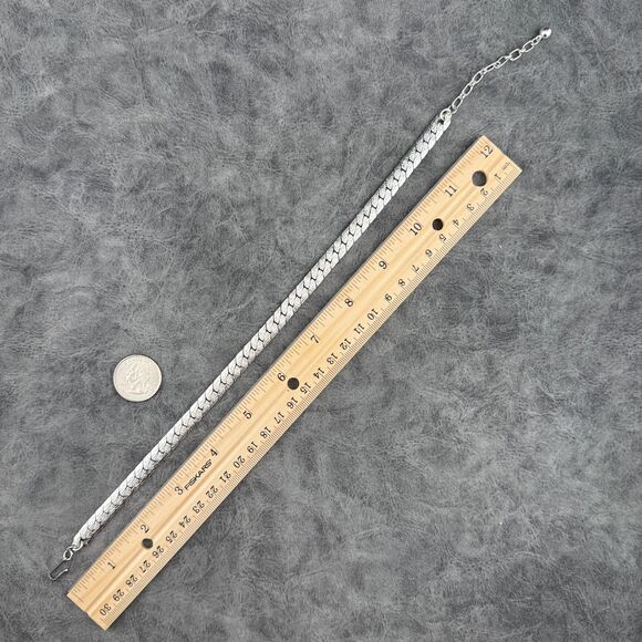 Vintage Signed Trifari Silver-Tone Herringbone Chain Collar Choker Necklace 14" - Picture 5 of 8